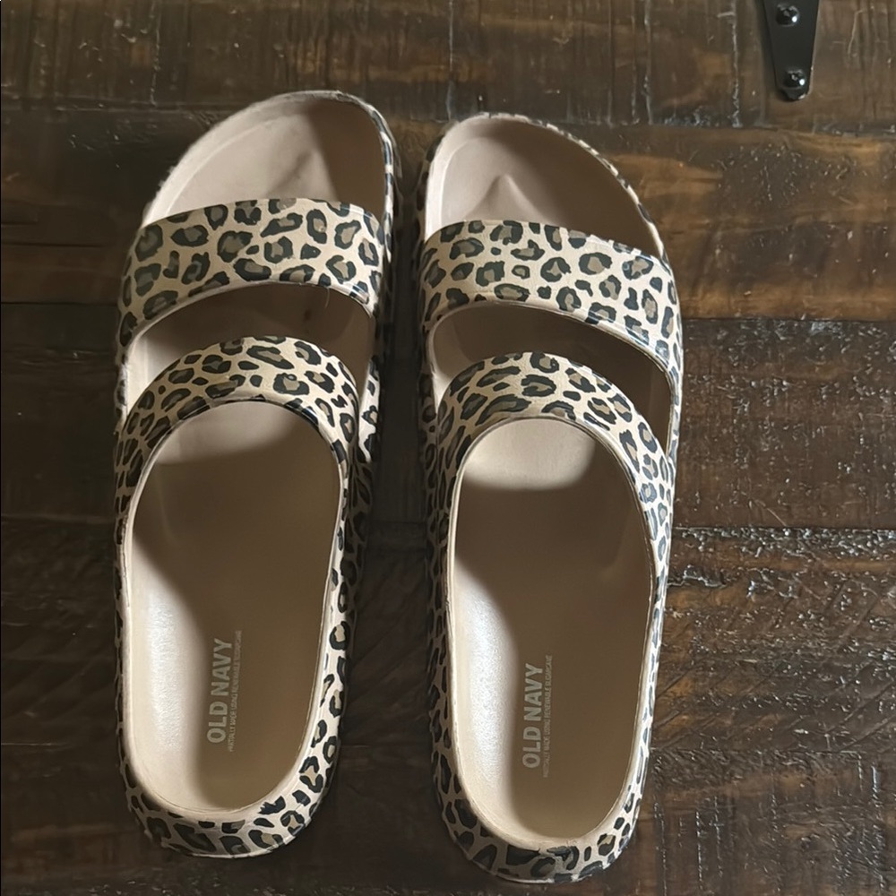 Old Navy Tan and Black Sandals Comfortable Slip-On